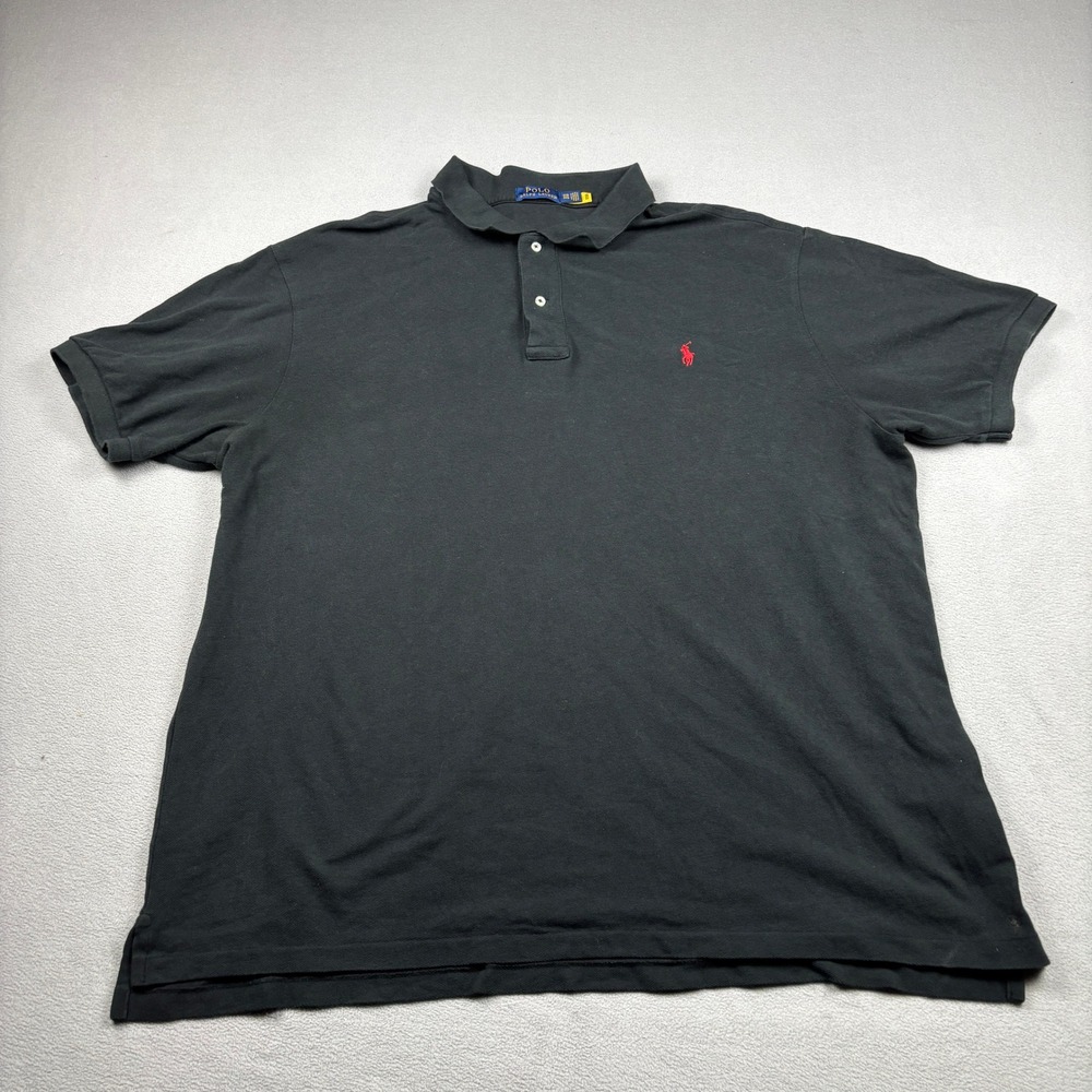 Polo Ralph Lauren Mens 3XB Black Short Sleeve Pique Polo Shirt Red Pony Logo